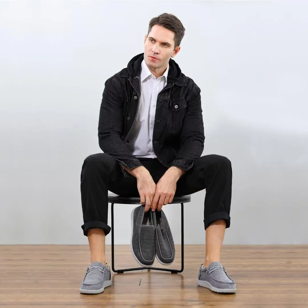 1TAZERO Men Wide Width Slip On Shoes Loafer with Arch Support Insoles Men Casual Shoes for Plantar Fasciiti with Arch Support