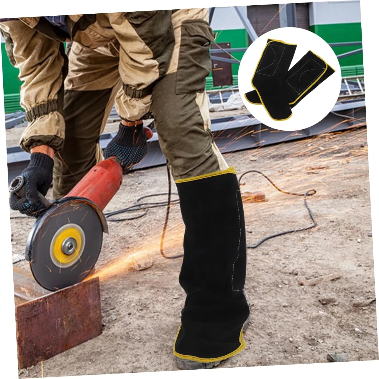 4 Pairs Welding Boot Protectors Heat-resistant Cowhide Foot Covers Safety Shoe Covers for Men Large Area Protection Ventilation