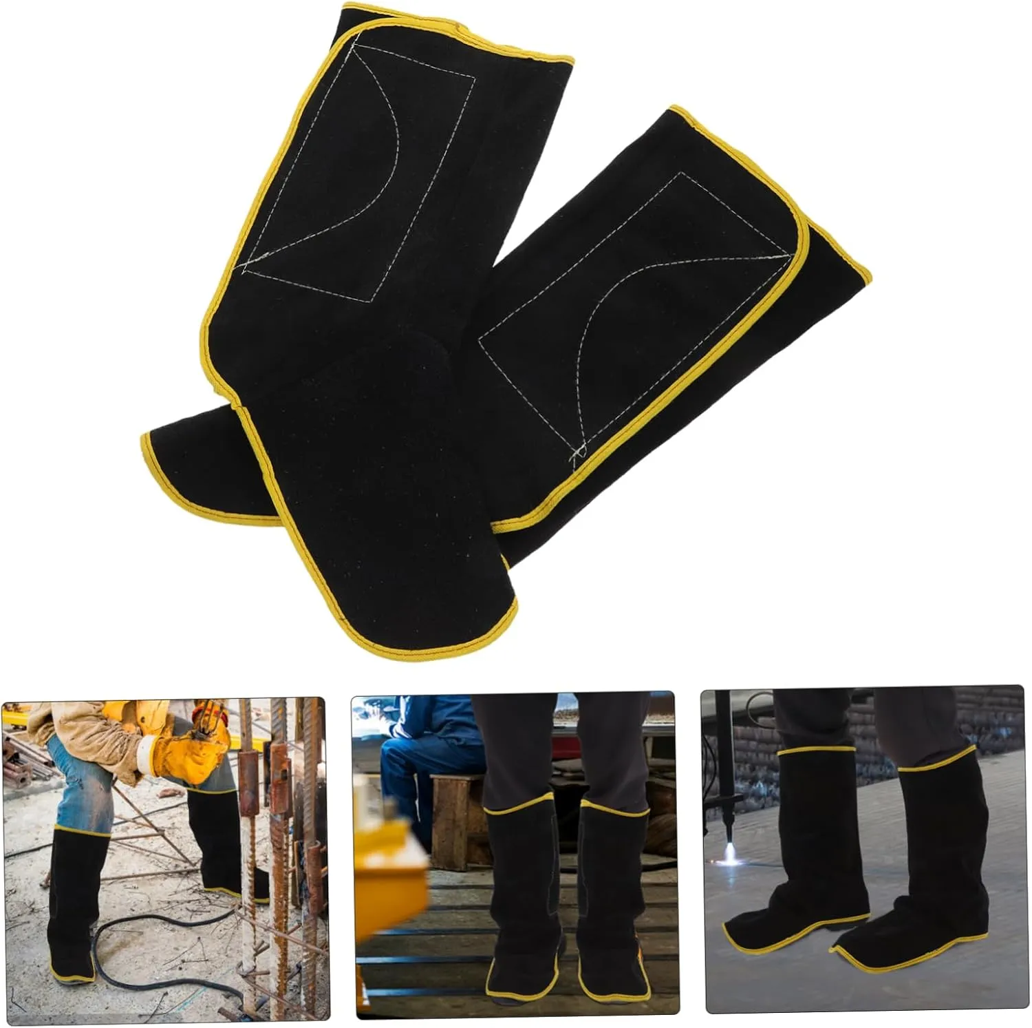 4 Pairs Welding Boot Protectors Heat-resistant Cowhide Foot Covers Safety Shoe Covers for Men Large Area Protection Ventilation