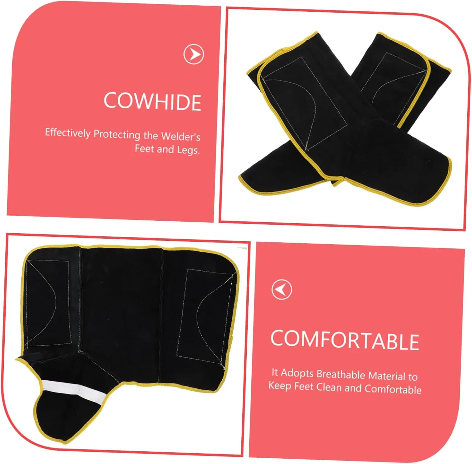 4 Pairs Welding Boot Protectors Heat-resistant Cowhide Foot Covers Safety Shoe Covers for Men Large Area Protection Ventilation