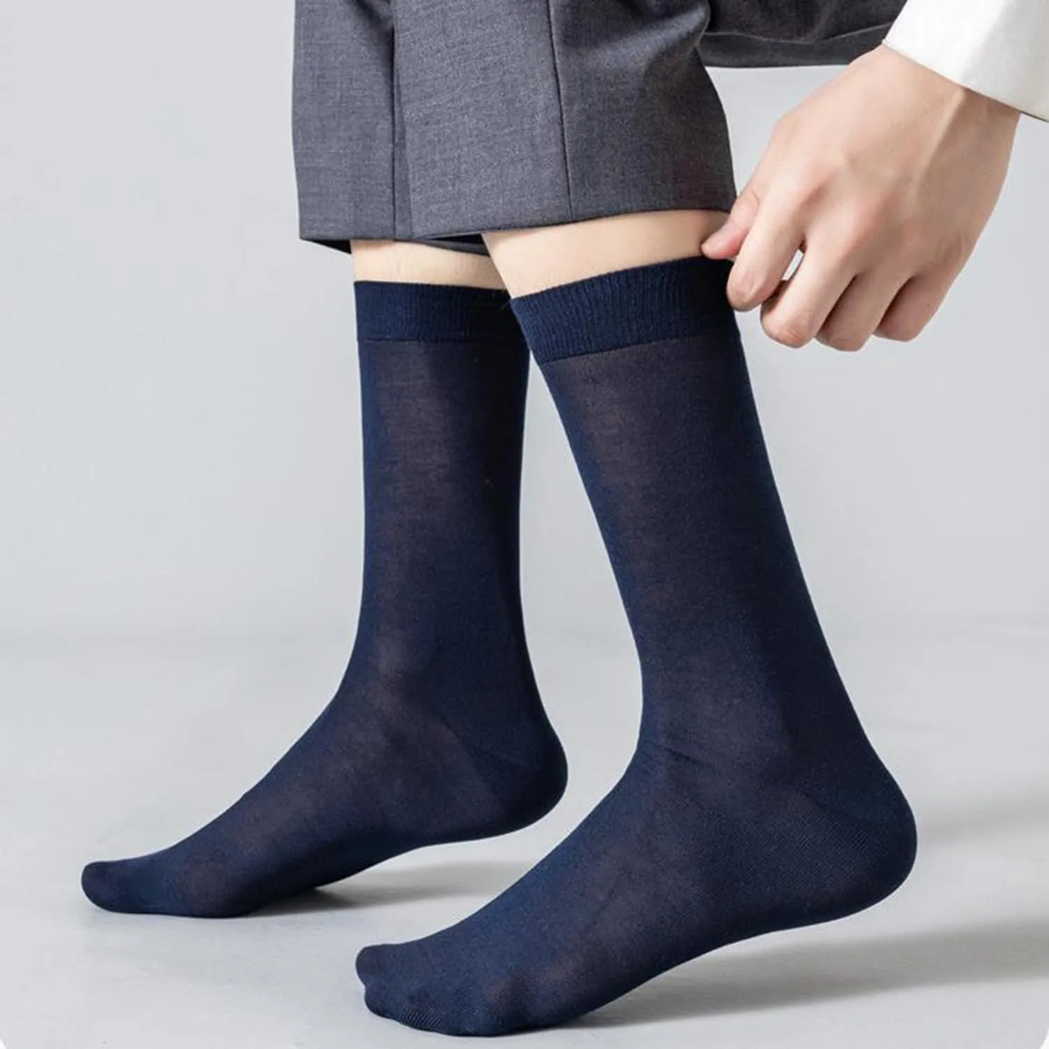 6 Pairs Mens Thin Modal Crew Socks, Soft Breathable Lightweight Socks Above Ankle Socks for Casual Workout Size 7-11