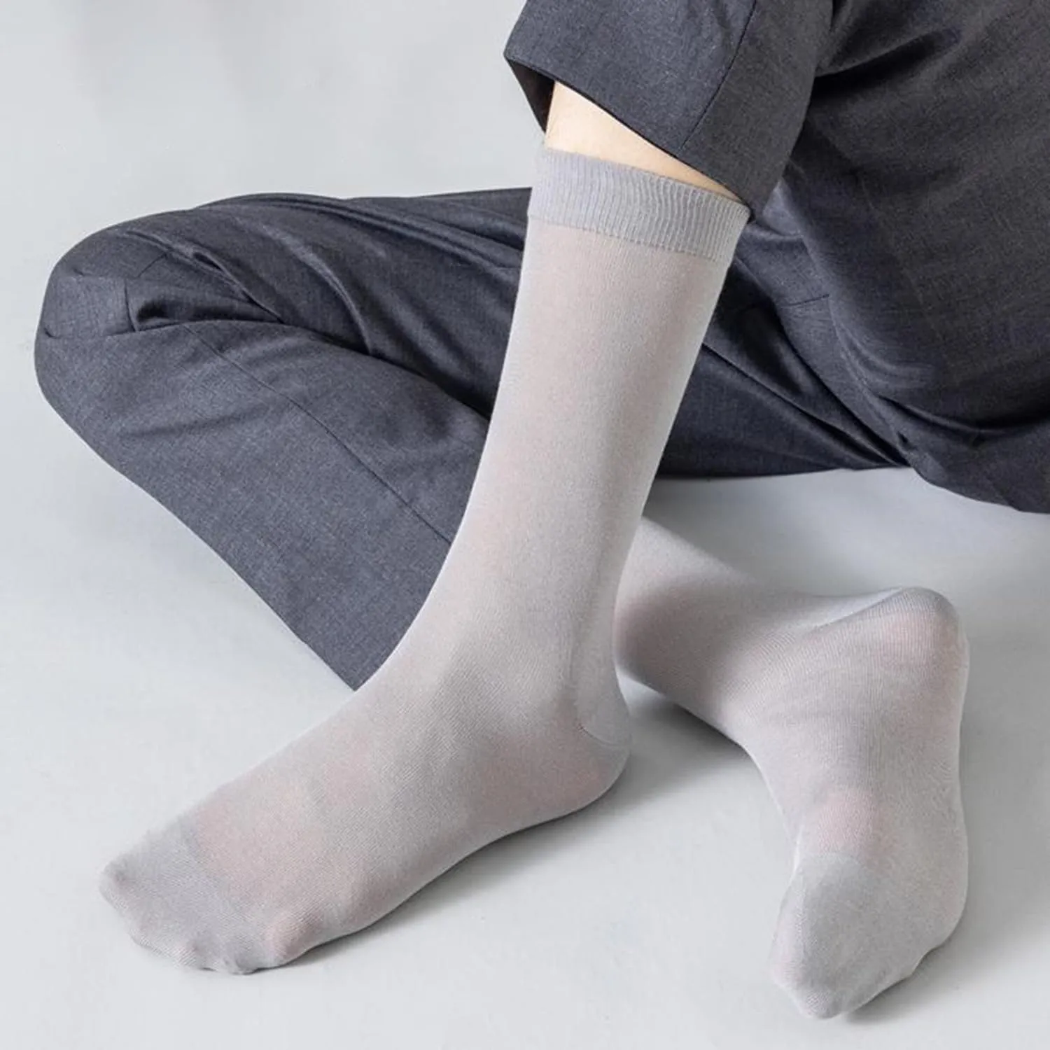 6 Pairs Mens Thin Modal Crew Socks, Soft Breathable Lightweight Socks Above Ankle Socks for Casual Workout Size 7-11