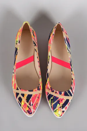 Abstract Big ticket savings Loafer Slip Reduced price Paint Neon Flat On Print