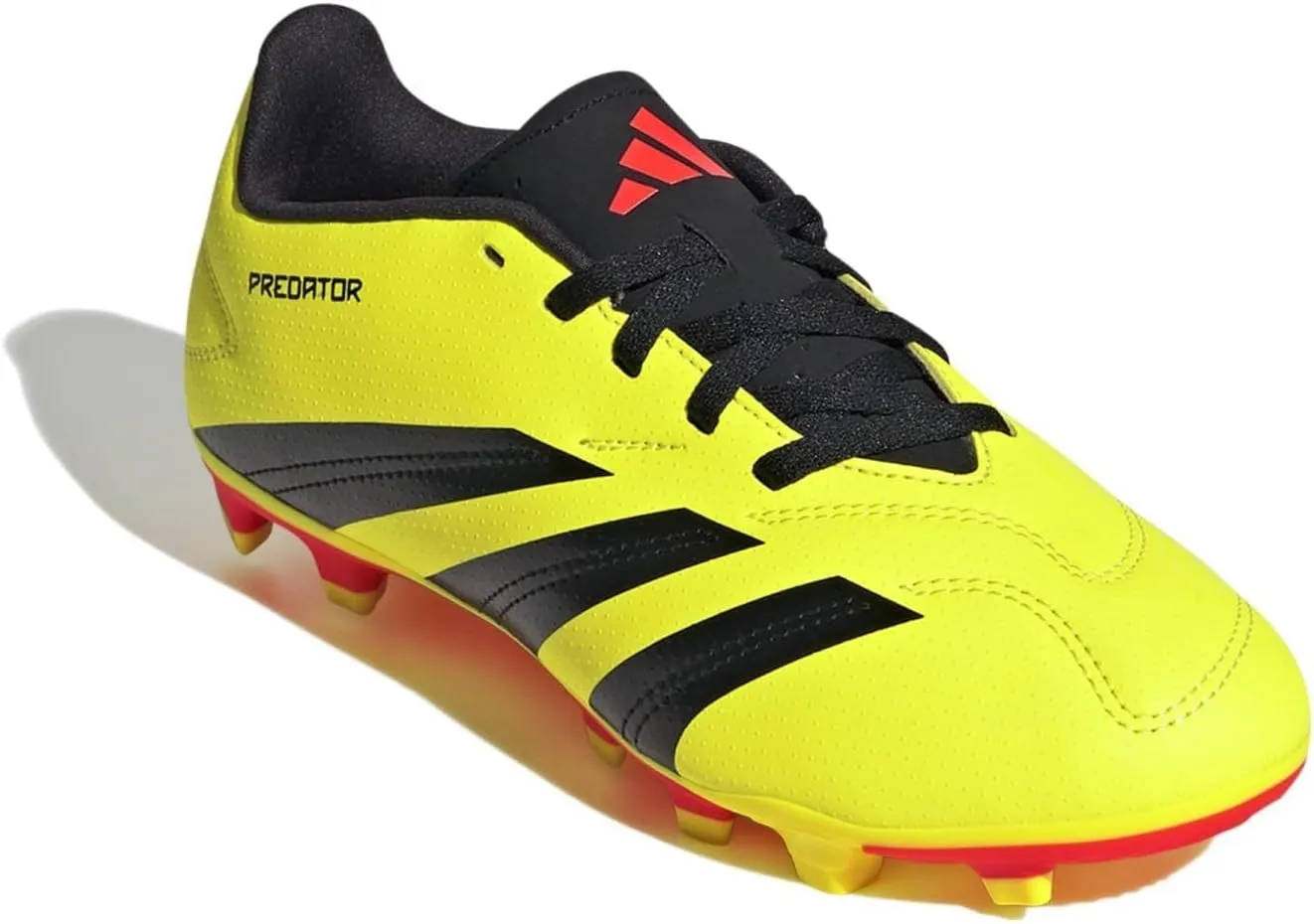 adidas Club Predator 24 Flexible Ground Sneaker, Team Solar Yellow/Black/Solar Red, 1 US Unisex Little Kid