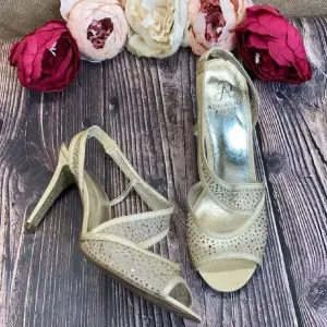 ADRIANNA PAPELL Sand (Tan) 'Andie' Crystal Embellished Mesh Sandal 8.5