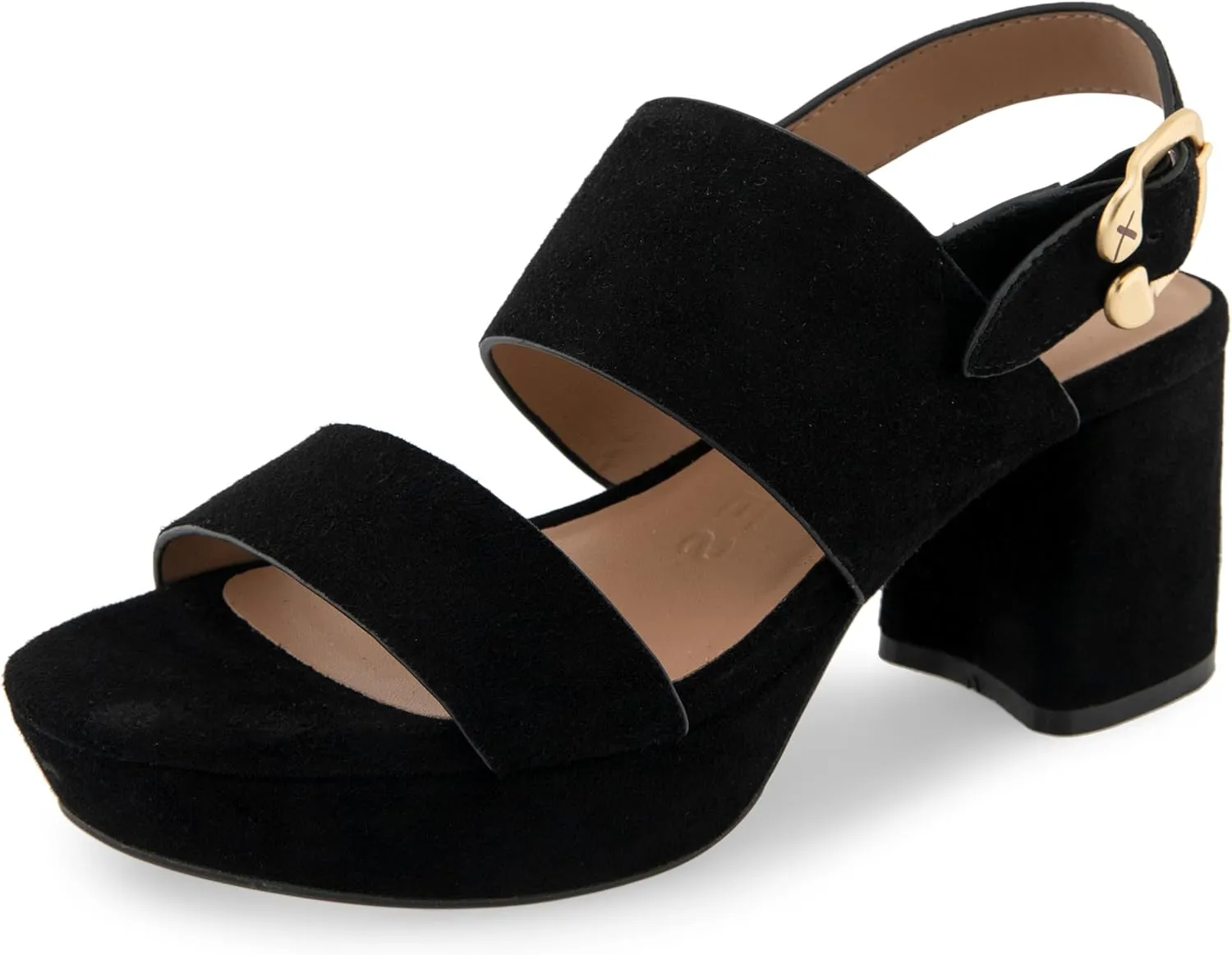 AEROSOLES Women's Camera Platform Heeled Sandal, Black Suede, 8.5 Wide