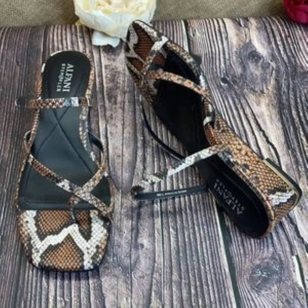 Alfani Snakeskin Eadyn Wedge Sandals 7.5M