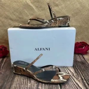 Alfani Snakeskin Eadyn Wedge Sandals 7.5M