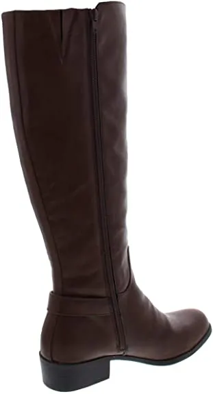 ALFANI Womens Brown Cushioned Buckle Accent Kallumm Round Toe Stacked Heel Zip-Up Riding Boot 7.5 M