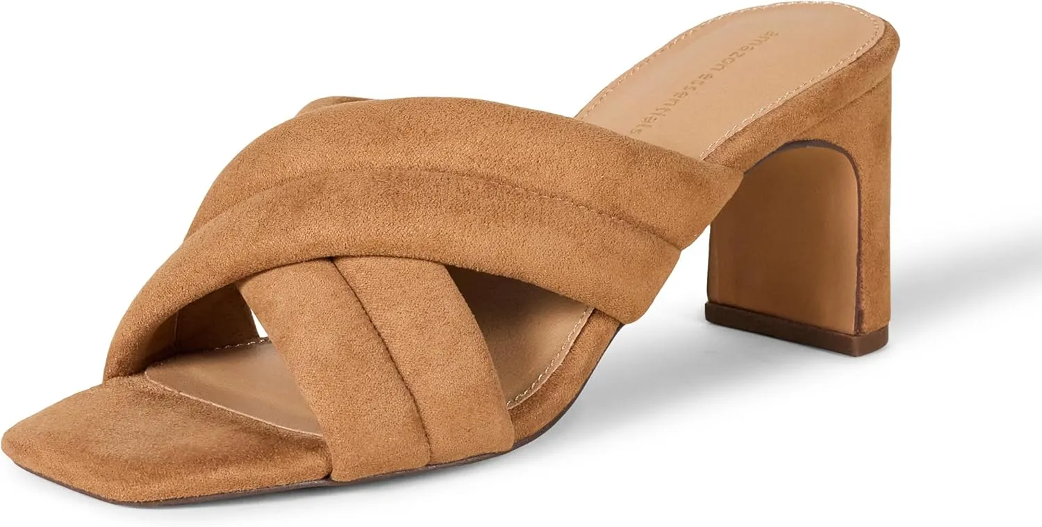 Amazon Essentials Women's Crossover Heeled Sandal with Padded Straps and Memory Foam Insole