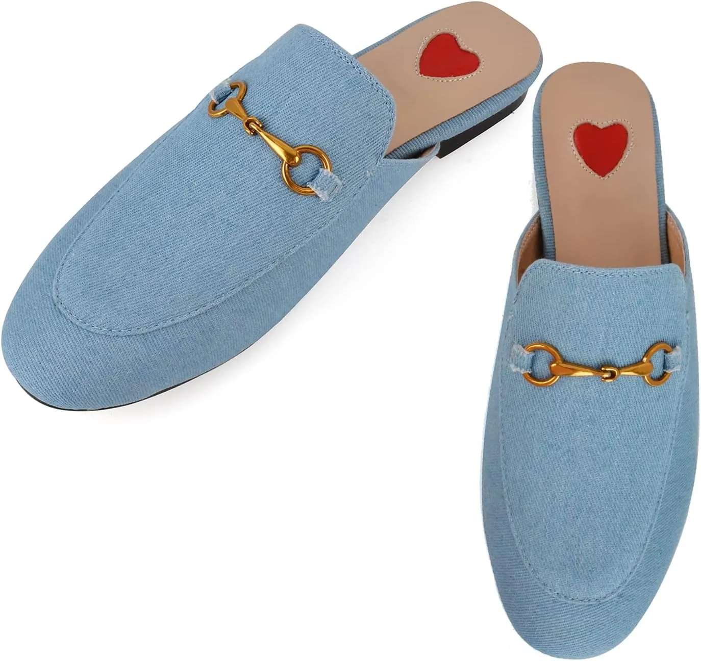 Arqa Mules for Women Almond Toe Leather Flats Slip-on Comfort Backless Loafers Buckle Mule Shoes