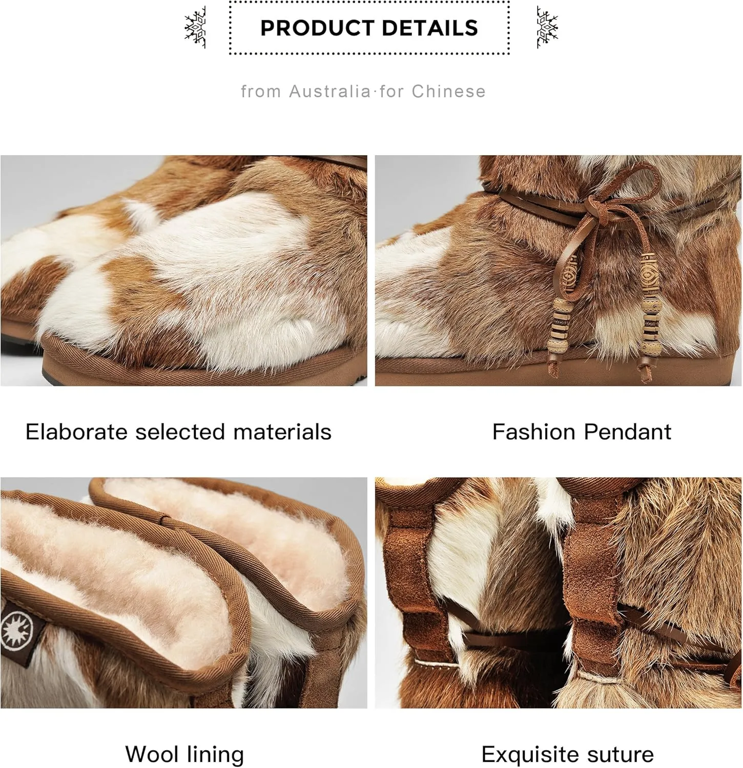 AU&MU Womens Casual and Versatile Warm Simple Snow Boots