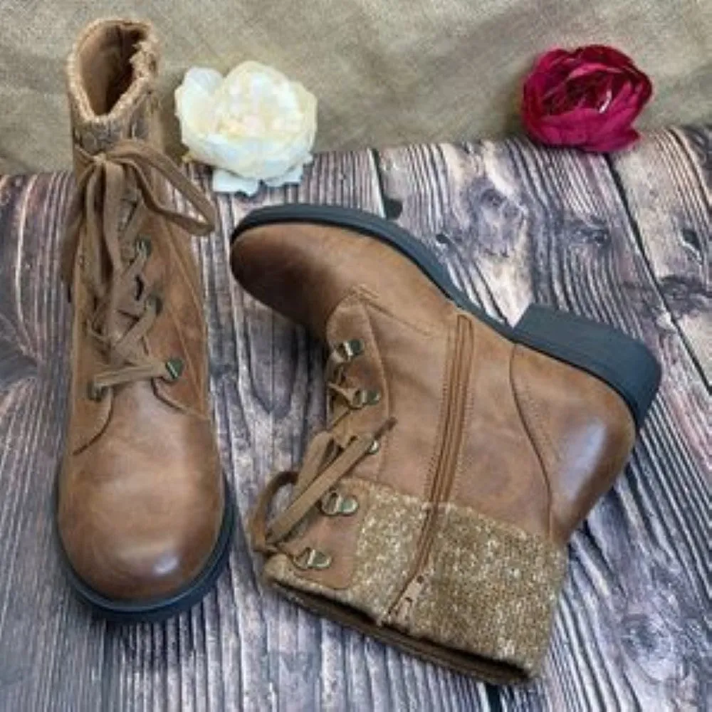 Baretraps Brown Orley Lace-Up Booties 9M