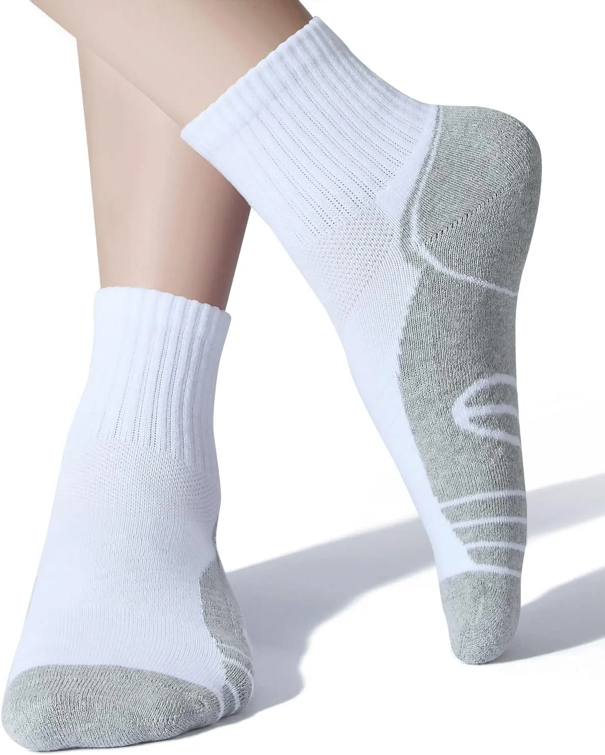 Begrily Cotton Quarter Athletic Socks for Men, Performance Cushioned Mens Ankle Sock 6-Pack