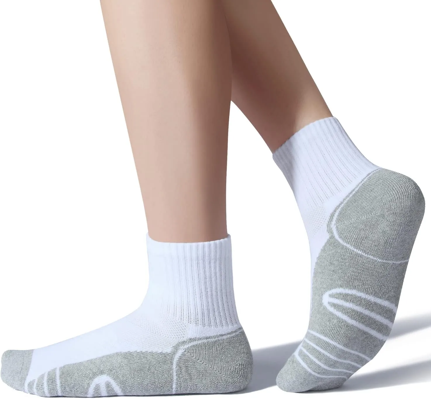 Begrily Cotton Quarter Athletic Socks for Men, Performance Cushioned Mens Ankle Sock 6-Pack