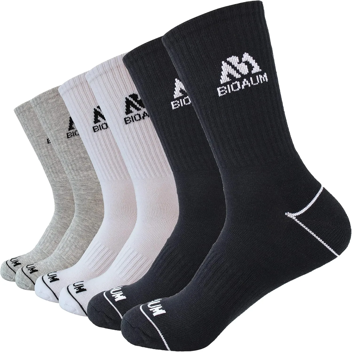 BIOAUM Men's Cushioned Crew Socks 5-6 Pairs Hiking Work Running Athletic Cotton Sports Wicking