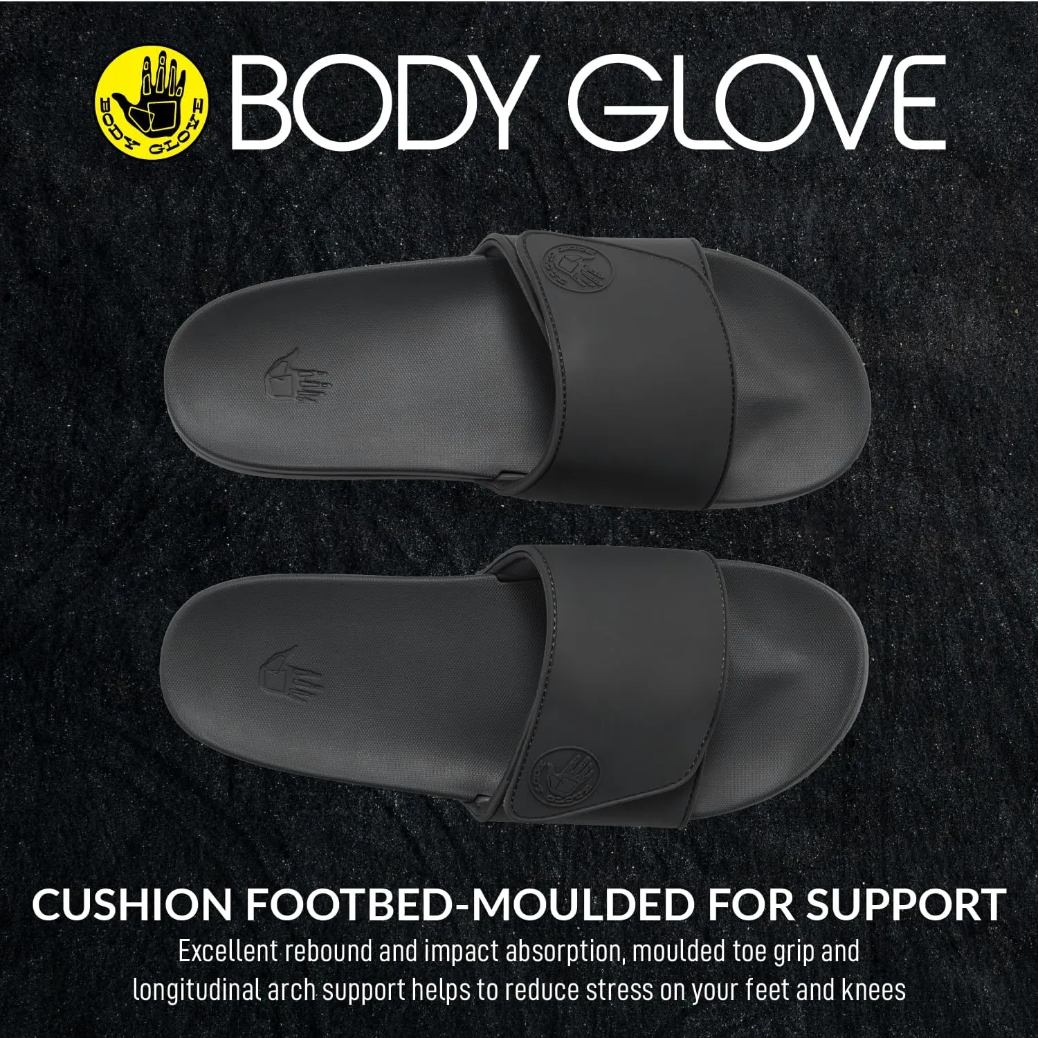 Body Glove Men’s Slides, Cushioned Slide-on Sandal Slippers with Padded Adjustable Strap