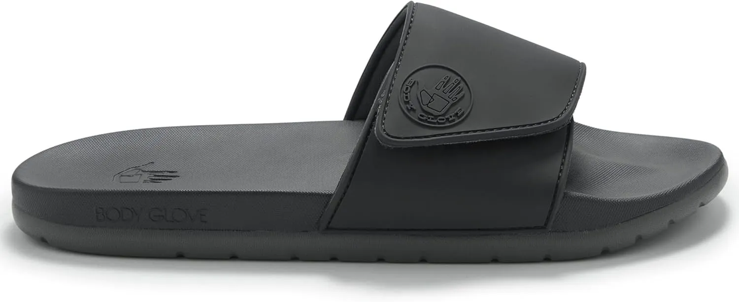 Body Glove Men’s Slides, Cushioned Slide-on Sandal Slippers with Padded Adjustable Strap