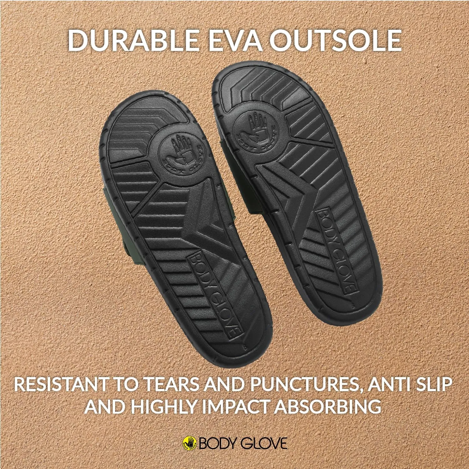 Body Glove Men’s Slides, Cushioned Slide-on Sandal Slippers with Padded Adjustable Strap