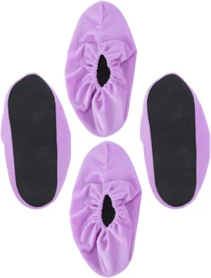 Bowling Shoe Covers for Women 2 Pairs Ultra-Flexible Easy-on Indoor Sports Shoe Protectors Non-Slip Bottom