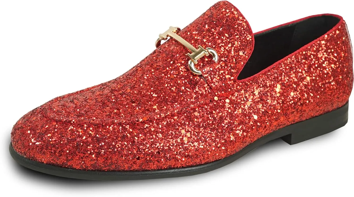 bravo! Men Dress Shoe Prom Slip-on Loafer Lace-up Oxford Cap Toe Metallic Glitter for Wedding Prom Black Blue Green Gold Pink Pewter Purple Silver Red