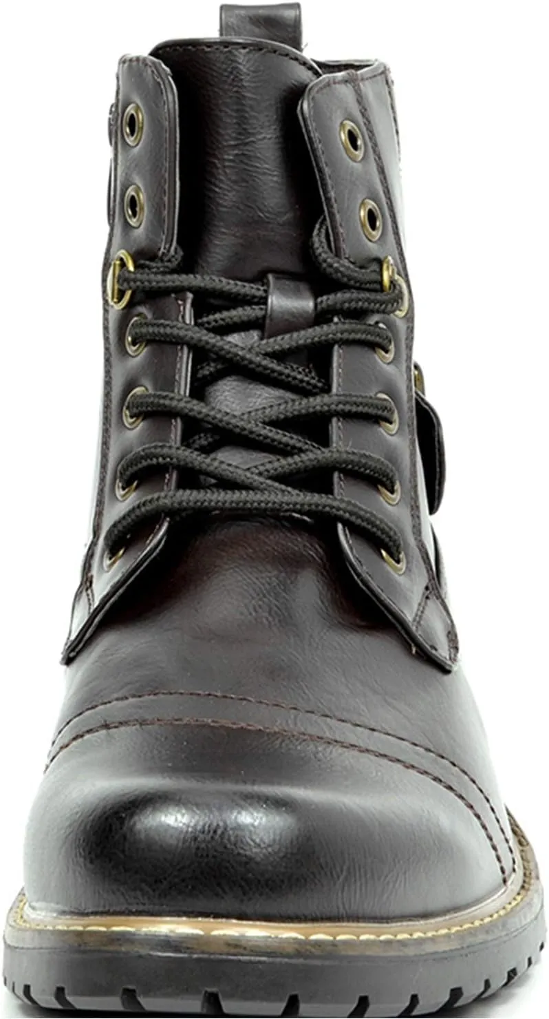 Bruno Marc Men's Motorcycle Combat Boots Zipper Biker Boot