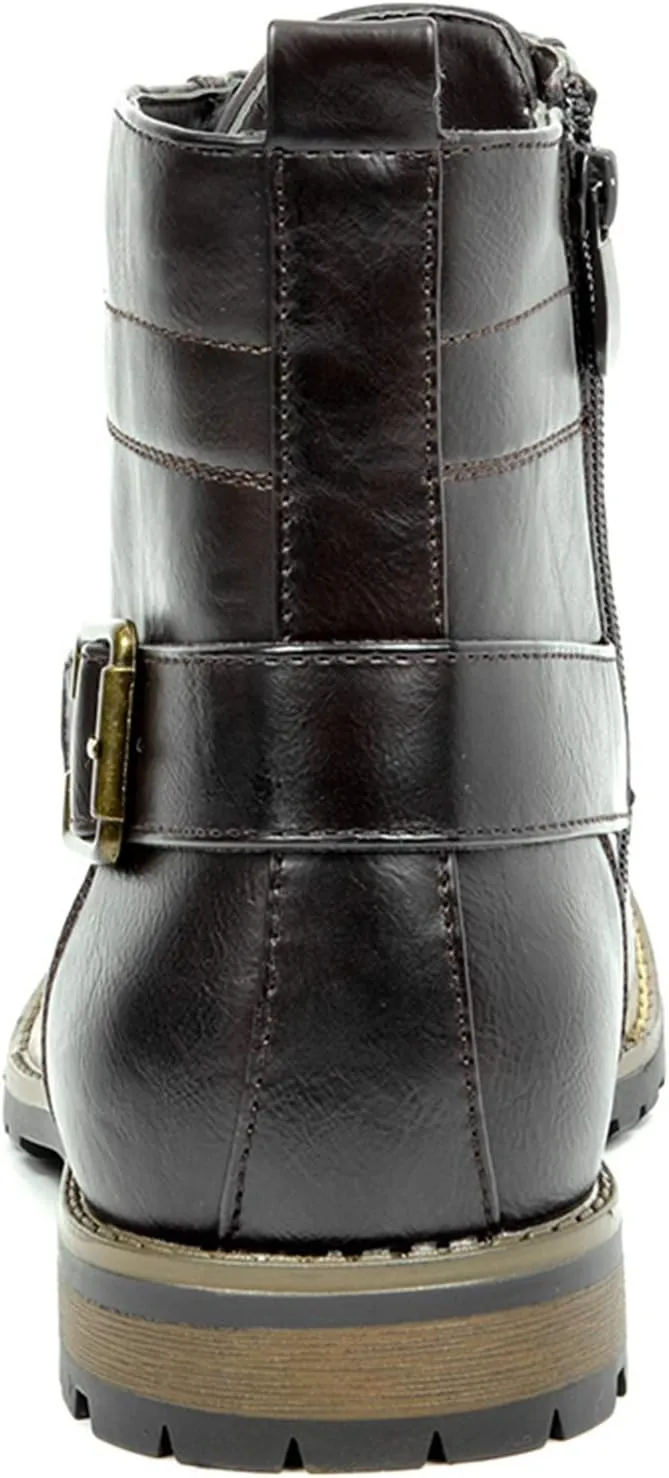 Bruno Marc Men's Motorcycle Combat Boots Zipper Biker Boot