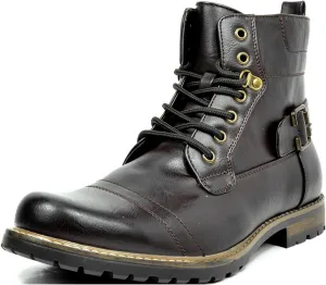 Bruno Marc Men's Motorcycle Combat Boots Zipper Biker Boot