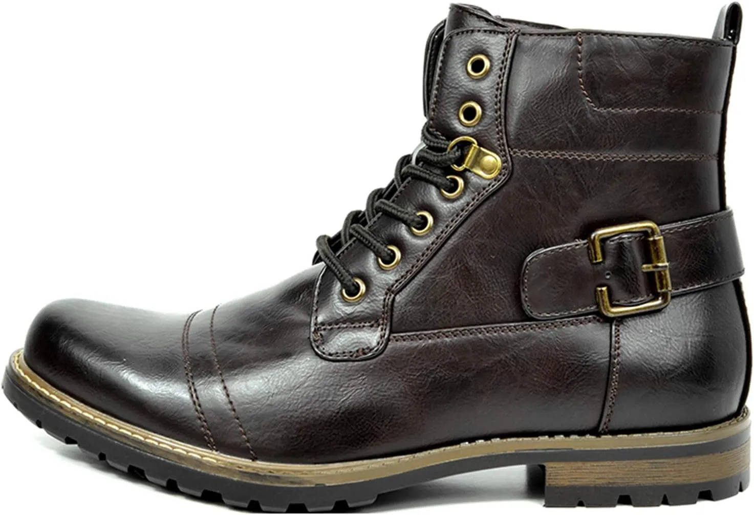 Bruno Marc Men's Motorcycle Combat Boots Zipper Biker Boot