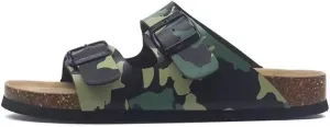 Buckle flat cork slippers summer men's and women's beach line button increase outdoor leisure slippers (Camouflage Black Color, Adult, Women, 8.5, Numeric Range, US Footwear Size System, 10, Medium)