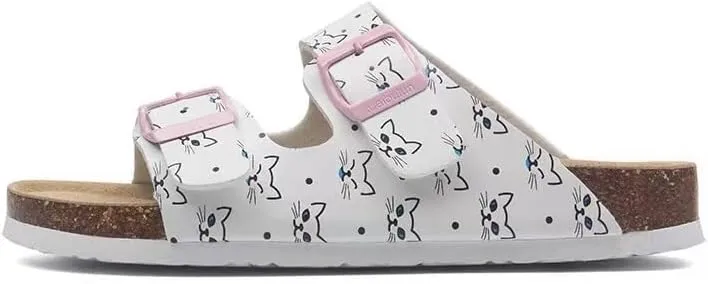 Buckle flat cork slippers summer men's and women's beach line button increase outdoor leisure slippers (Kitten, Adult, Women, 4.5, Numeric Range, US Footwear Size System, 9, Medium)