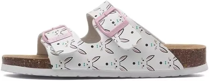 Buckle flat cork slippers summer men's and women's beach line button increase outdoor leisure slippers (Rabbit, Adult, Women, 8.5, Numeric Range, US Footwear Size System, 10, Medium)