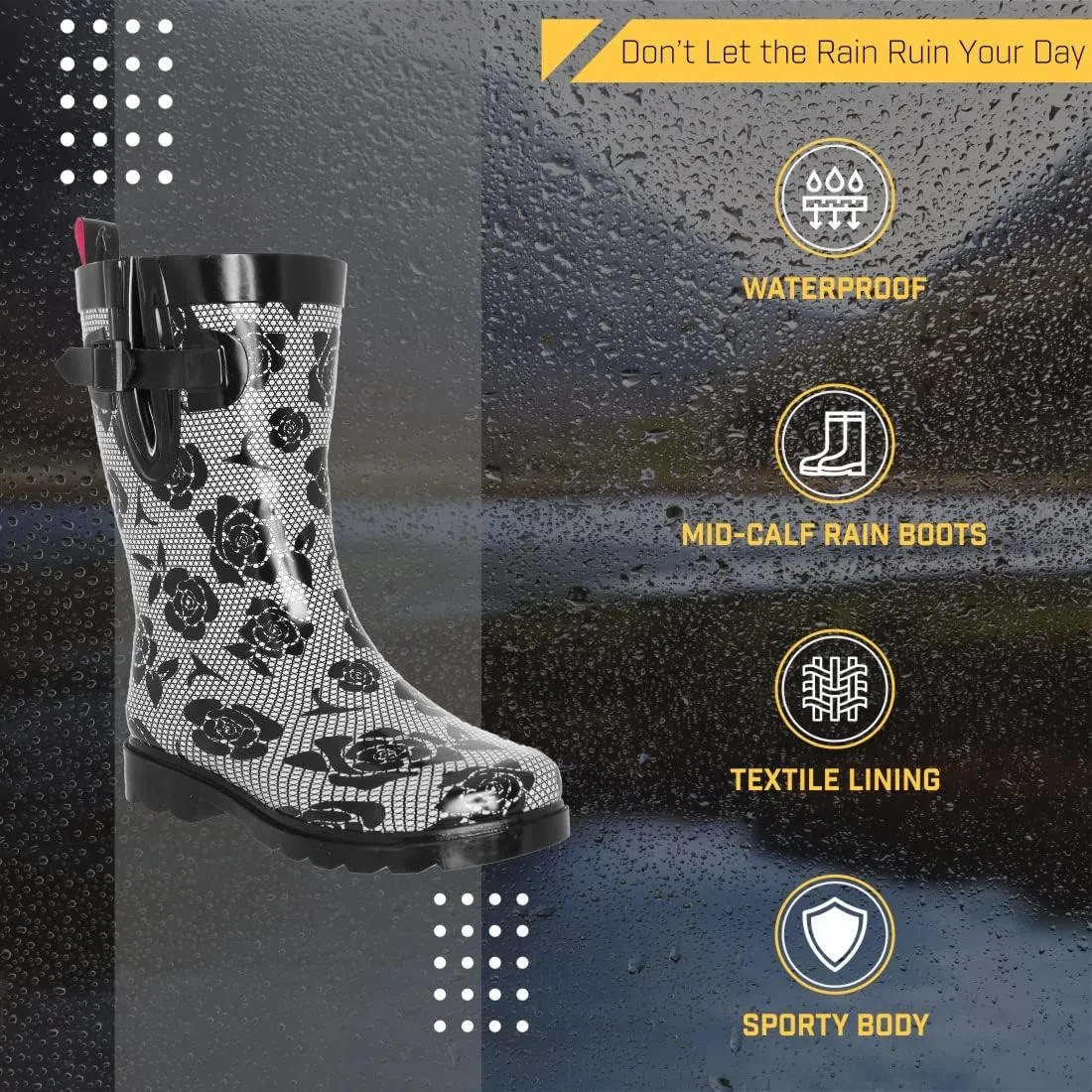 Capelli New York Ladies Mid-Calf Rubber Rain Boots