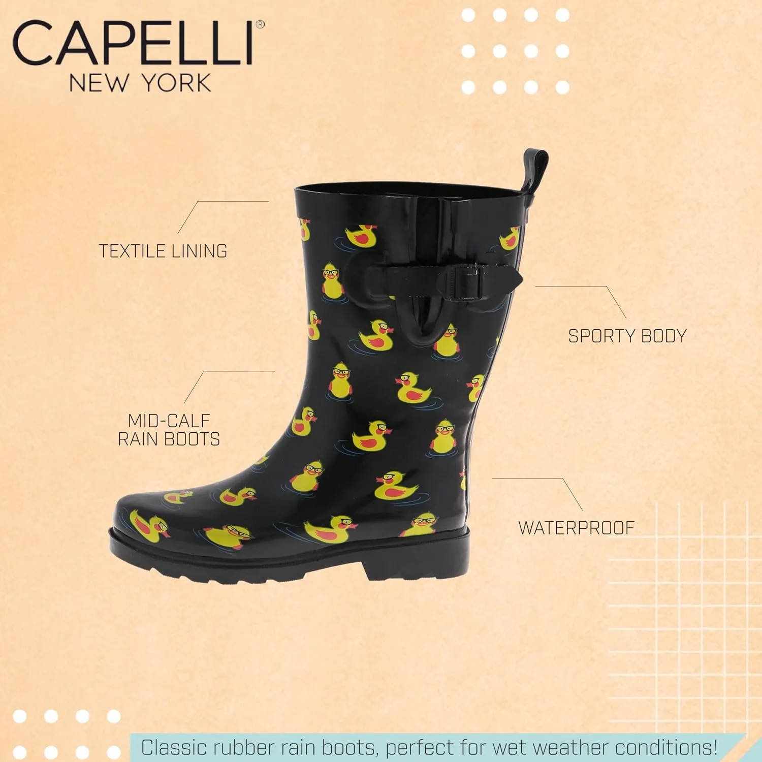 Capelli New York Ladies Mid-Calf Rubber Rain Boots