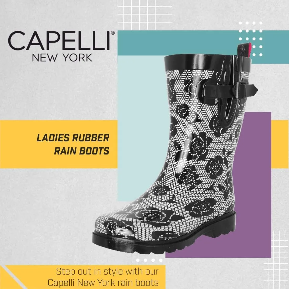 Capelli New York Ladies Mid-Calf Rubber Rain Boots