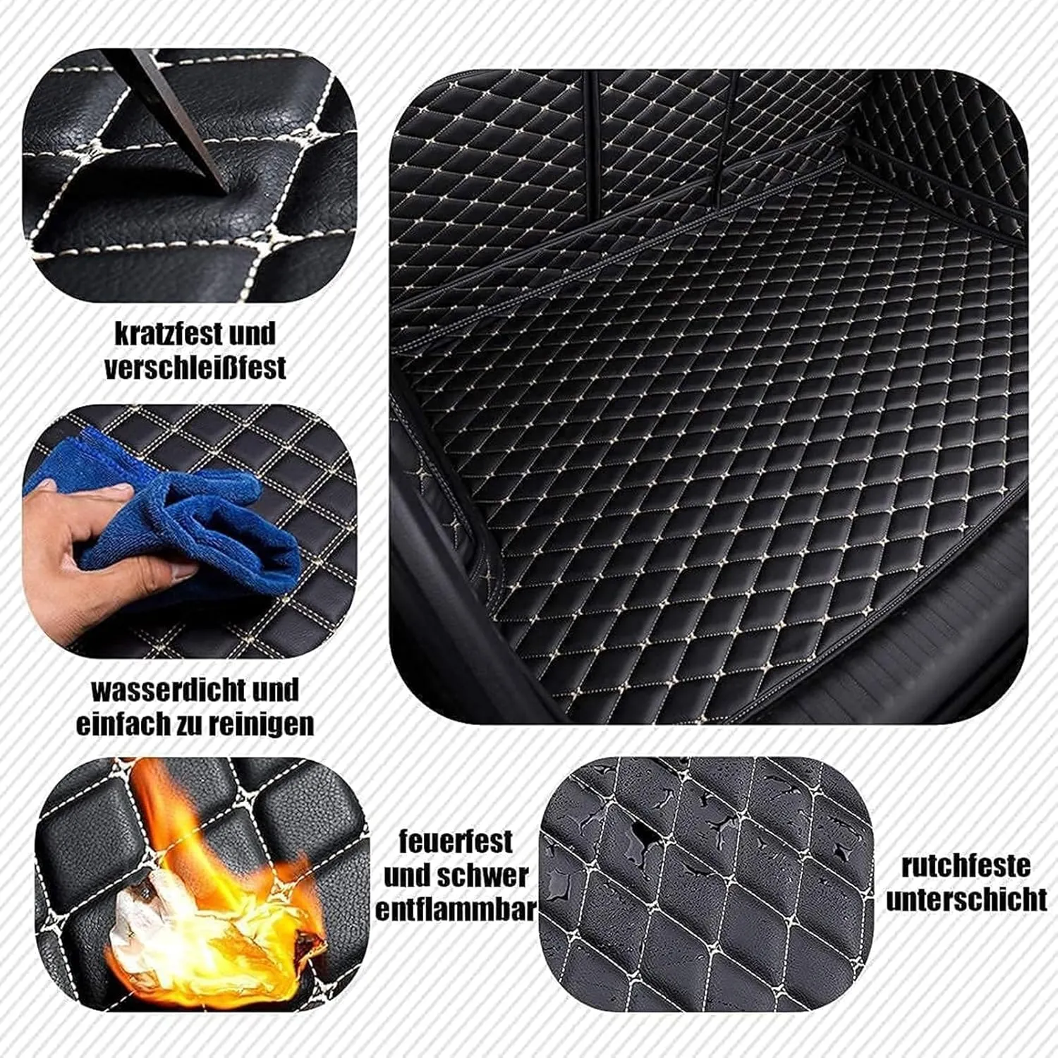 Car Boot Liner Mat for Mitsubishi Outlander EX 2010-2012 Full Coverage Leather Car Boot Protector Waterproof Boot Liner Interior Accessories,E