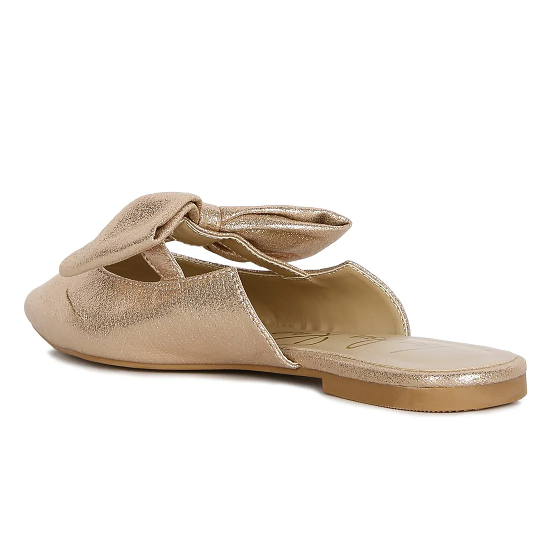 Casual Flats Mules With Bow Accents