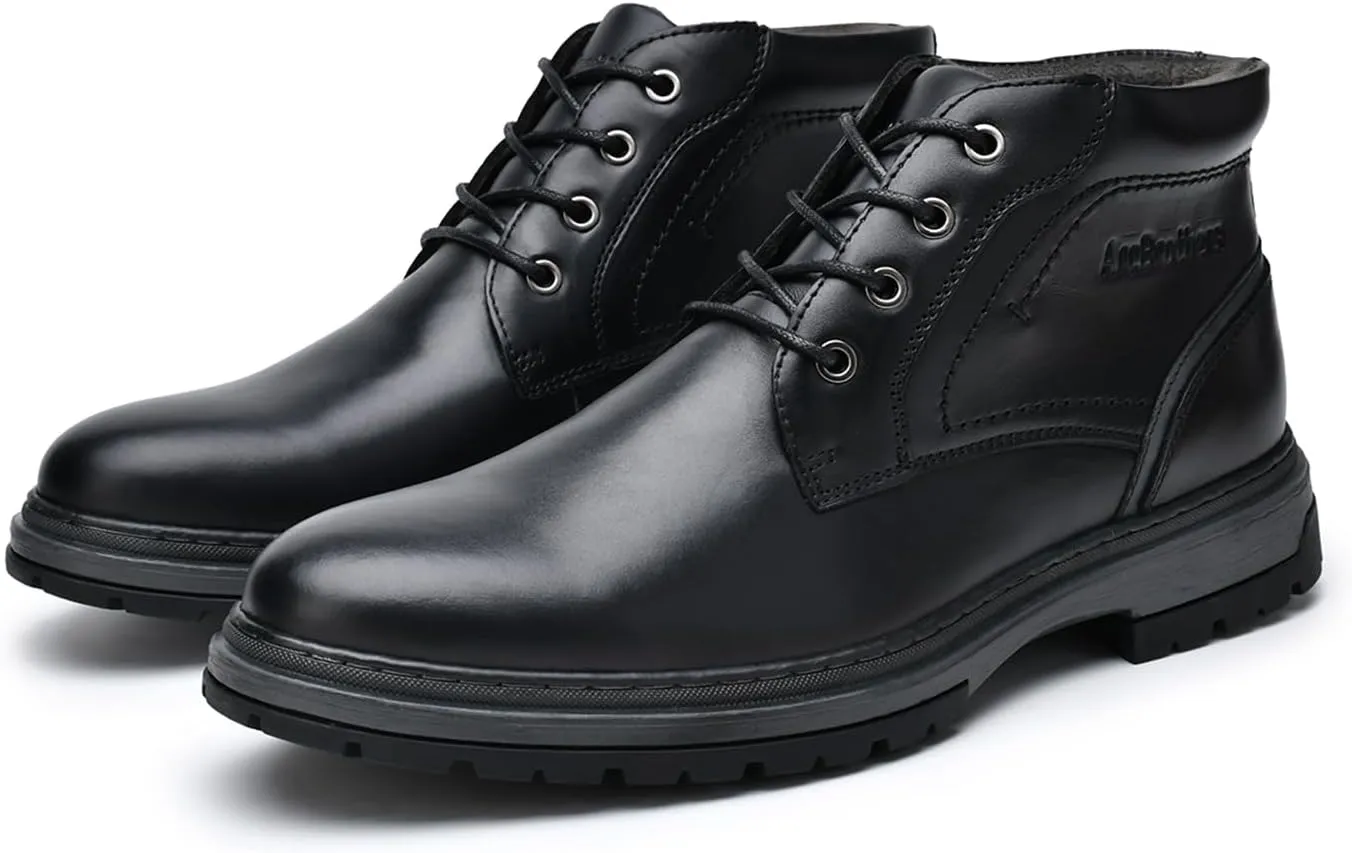 Chukka Boots for Men - Brown Leather Casual Boots - Ankle-High Lace-Up - Size 9