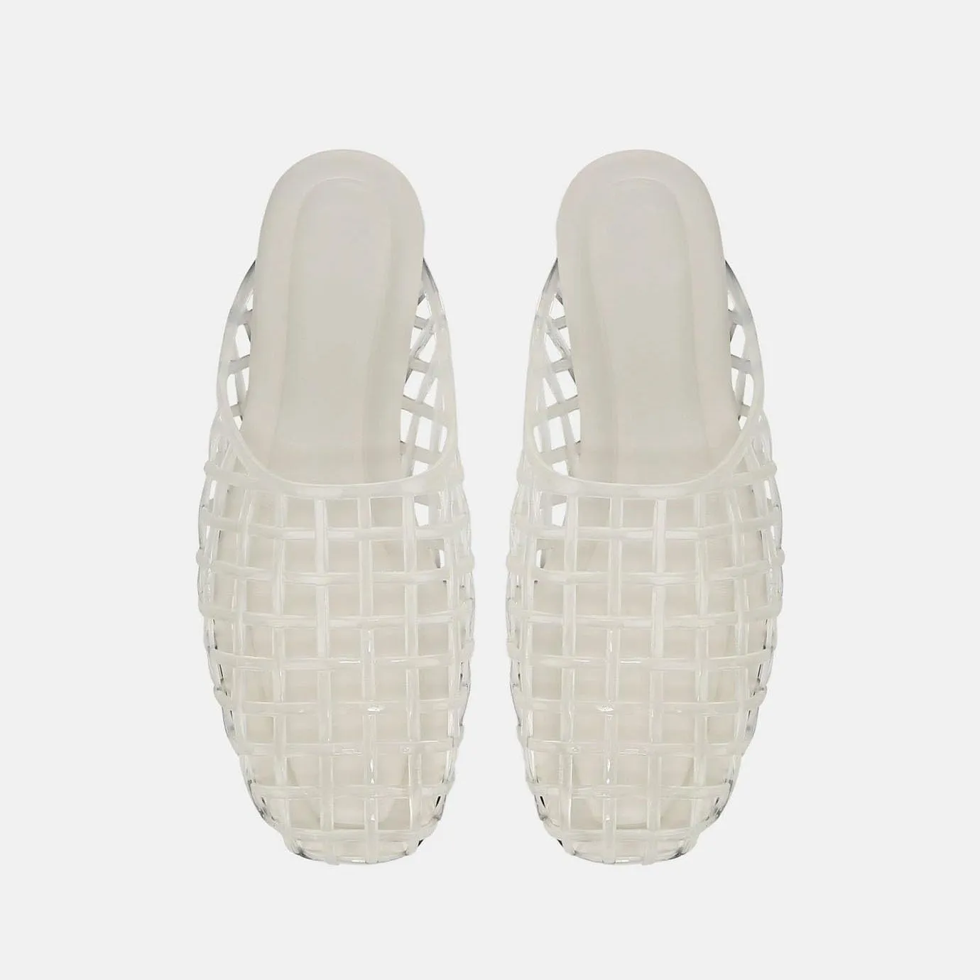 Clear Jelly Flats for Women Closed Toe Mesh Hollow Jellies Mule Sandals Slip On Jelly Slides Casual Comforatable Summer Beach Slipper Sandals