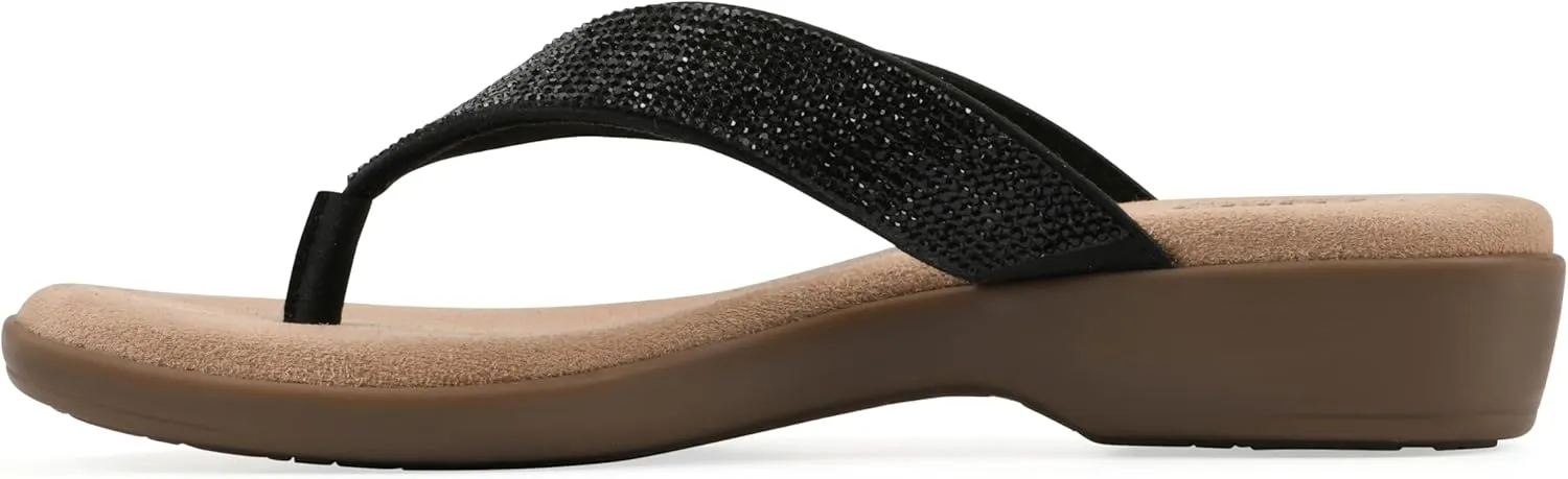 CLIFFS BY WHITE MOUNTAIN Women's Becharm Rhinestoned Thong Sandal