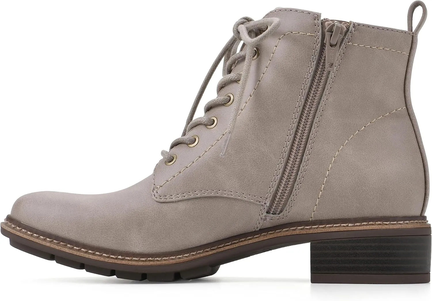 CLIFFS BY WHITE MOUNTAIN Women's Shoes Eligible Stacked Heel Lace-Up Ankle Bootie
