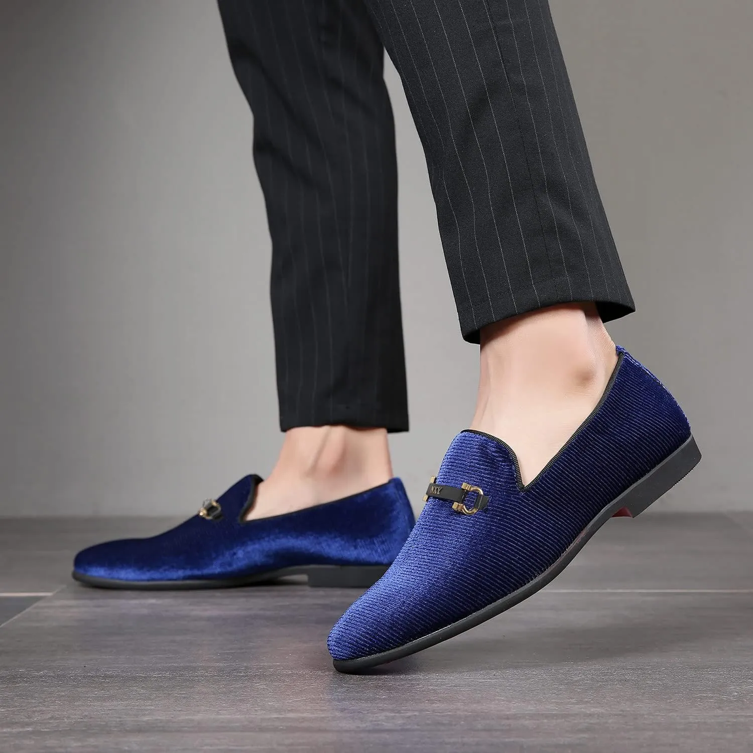 CMM Men's Loafers Velvet Slip on Smoking Slipper Fashion Wedding Shoes