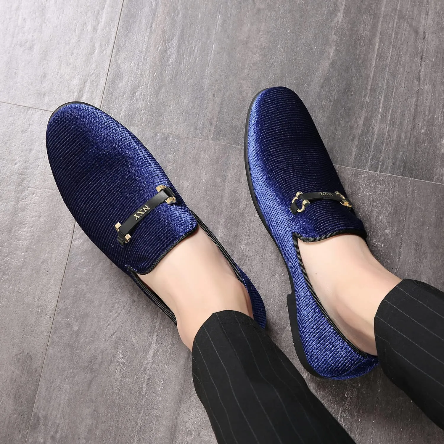 CMM Men's Loafers Velvet Slip on Smoking Slipper Fashion Wedding Shoes