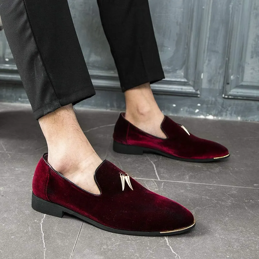 CMM Men's Metallic Penny Slippers Flats Velvet Loafers Slip-On Dress Plus Size Shoes Size 6-13