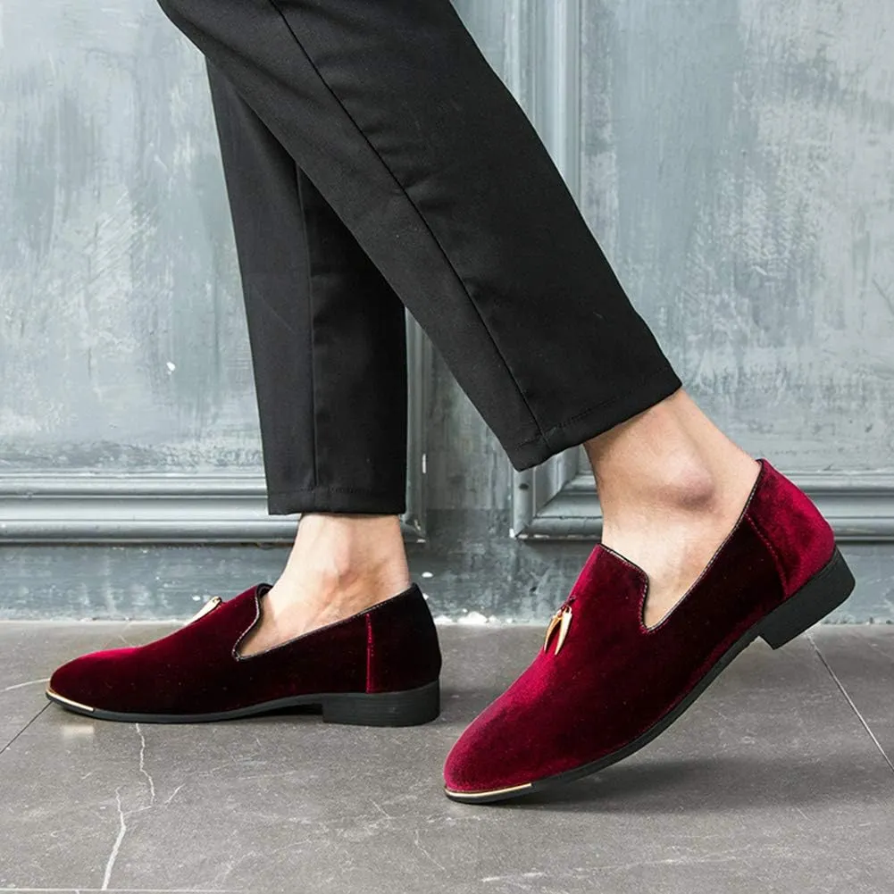 CMM Men's Metallic Penny Slippers Flats Velvet Loafers Slip-On Dress Plus Size Shoes Size 6-13