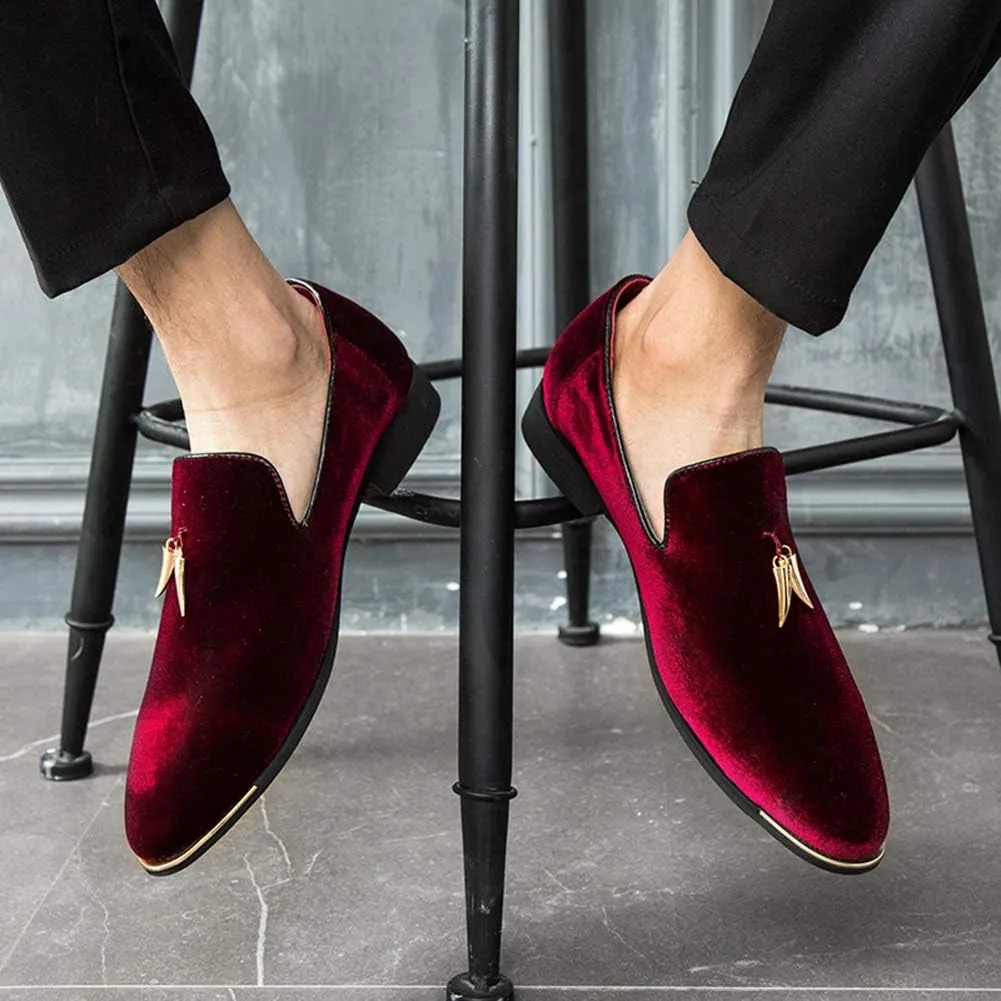 CMM Men's Metallic Penny Slippers Flats Velvet Loafers Slip-On Dress Plus Size Shoes Size 6-13