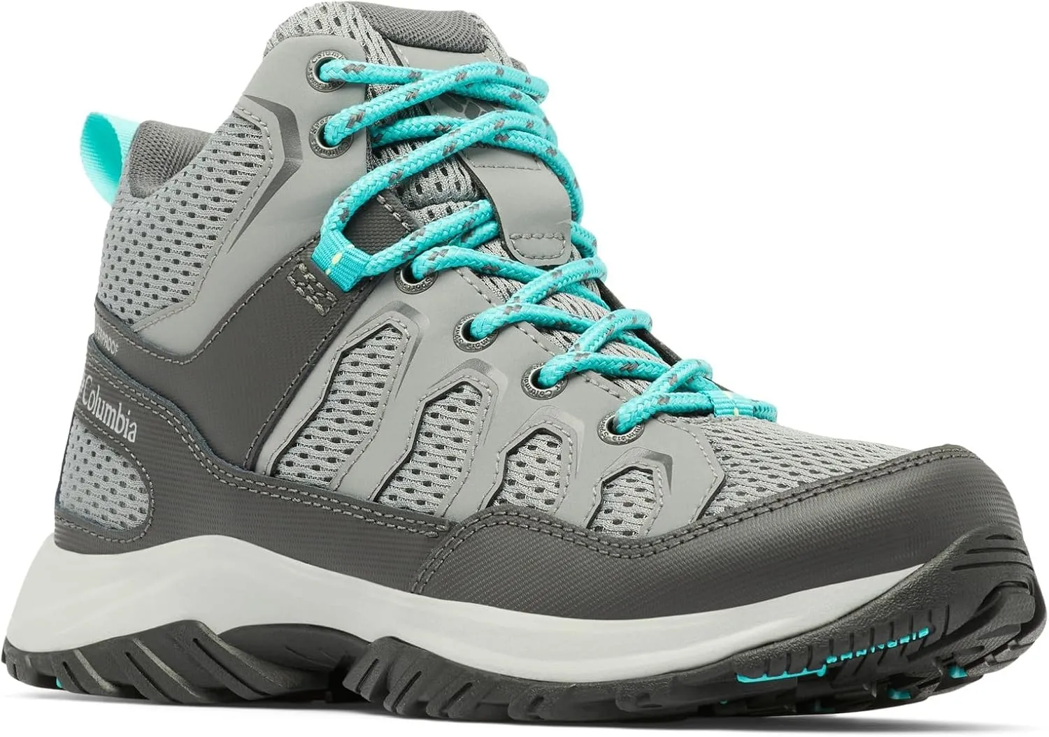 Columbia Womens Granite Trail Mid Waterproof, Titanium Grey Steel/Bright Aqua, 6 Wide