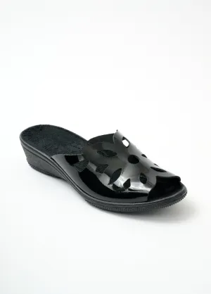 Comfort wide leather mules