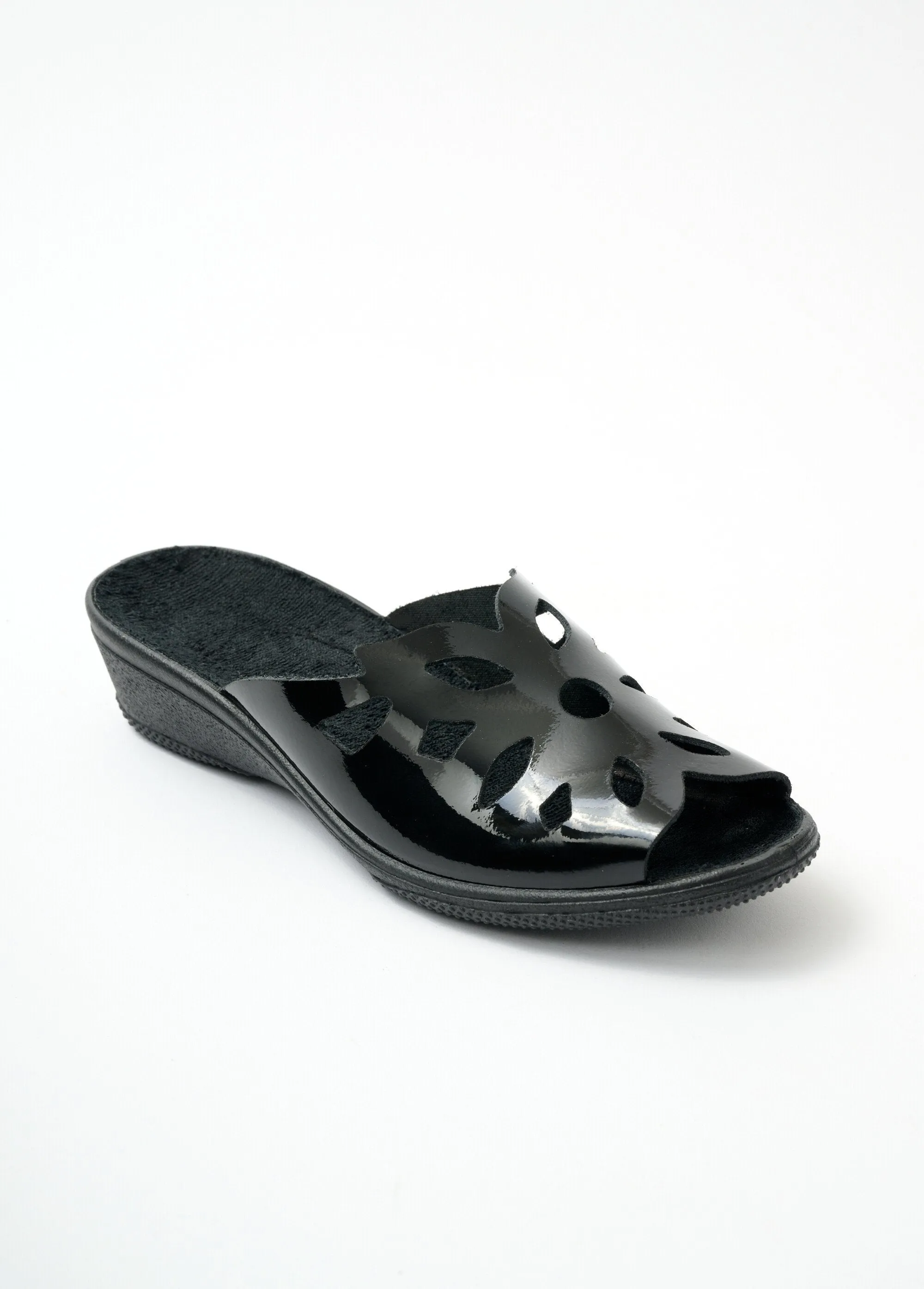 Comfort wide leather mules