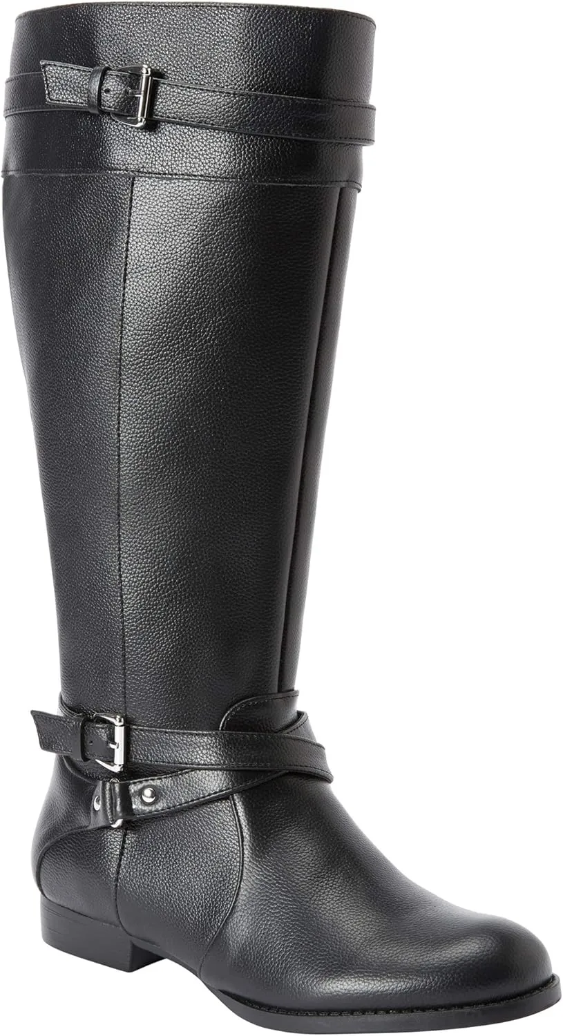 Comfortview Women's Wide Width The Janis Wide Calf Leather Boot